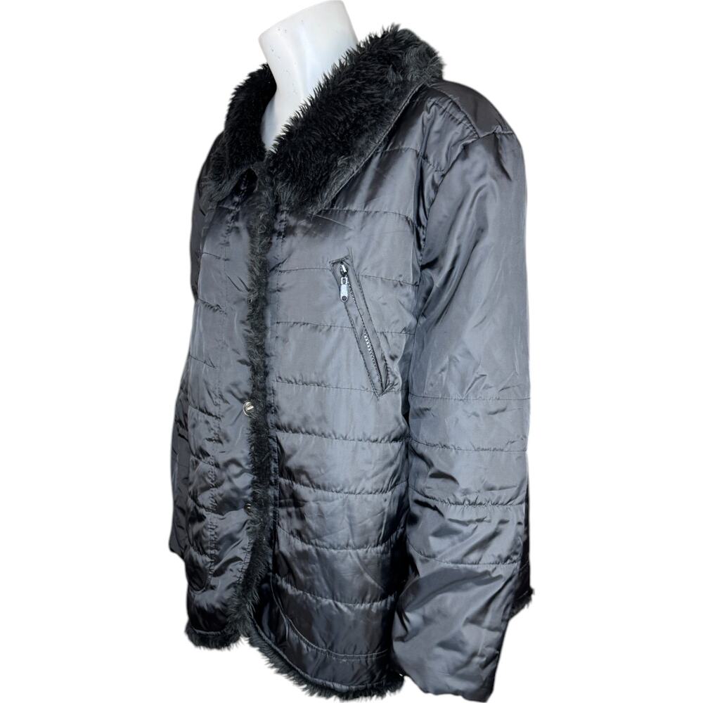Dollhouse OuterWear Womens Black Puffer Jacket with Faux Fur Outdoors Winter - Picture 5 of 15